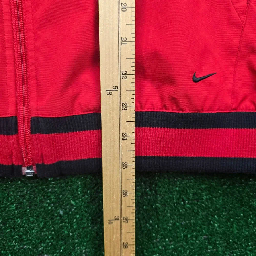 Nike Jacket Youth XL Mens Small Red Y2K Full Zip Hooded Athletic Training Casual